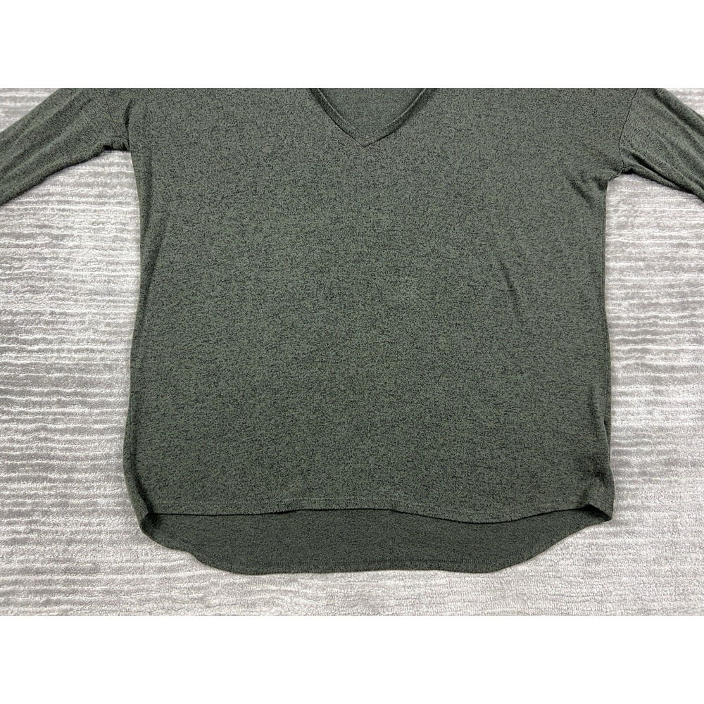 Express Top Womens L Olive Green V-Neck 3/4 Sleeve Marled Relaxed Knit Pullover - Picture 11 of 11